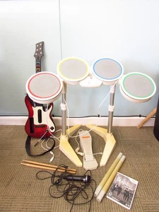 Nintendo Wii Rock Band Set w/ Wireless Drums, Guitar, Micro,  Beatles Rock Band - Picture 1 of 12