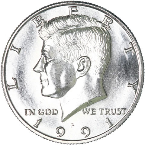 1991 P Kennedy Half Dollar CN-Clad Gem BU US Coin Cover
