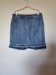 Karl Lagerfeld Paris Denim Button Fly Pencil Skirt Release Hem Women’s Size 14 - Picture 1 of 5