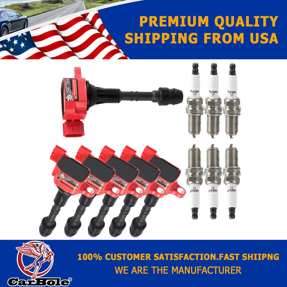 6Pcs Ignition Coils & Platinum Spark Plugs Set For 2002-2008 Nissan Maxima 3.5L - Image 1 of 4