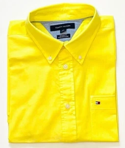 Camisa Tommy Hilfiger Hombre Calce Regular Manga Corta Algodón Amarillo - Imagen 1 de 5
