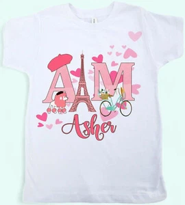 I LOVE PARIS t shirt Tops Tees - Graphic shirt Eifel Tower Personalized Paris sh - Picture 1 of 4