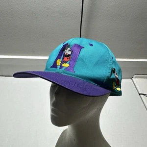 Mickey Mouse Snapback Hat Teal Purple Flat Bill Vintage Fresh Caps Unlimited - Picture 1 of 12