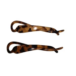 Unbranded 2 Piece Hair Clips Barrette Twist Tortoise Brown Black - Picture 1 of 2