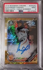 2019 Bowman Chrome Prospects Gold Shimmer Auto Alexander Canario PSA 9 Mint #/50