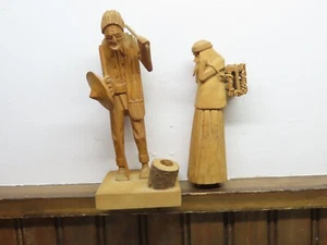 2 Stück Vintage Holzfigur Arbeiter Mann Frau Holzfigur Souvenir 6" M - Bild 1 von 5