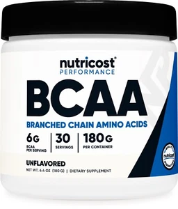 Nutricost BCAA Pulver (nicht aromatisiert) 30 Portionen - 6000 mg pro Portion, hochwertig - Bild 1 von 5