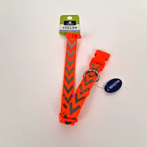 Adjustable Dog Collar For Small Dogs Bright Orange And Reflective Grey NWT - Picture 1 of 7