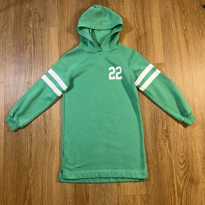 Old Navy Girls Hoodie Dress Green Size L 10-12 Jersey 22 Graphic Sweatshirt - Image 1 of 4