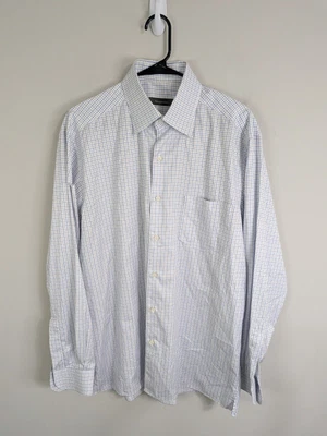 Camisa Ermenegildo Zegna Para Hombre Grande Blanca Abotonada Manga Larga Cuadros Algodón Foto 1 de 4