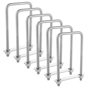 QTLCOHD 6Pcs Square U Bolts 3/8"×3"×7" Stainless Steel U-Bolts with Nuts and ... - Picture 1 of 7