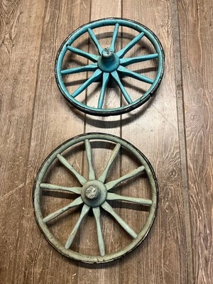 Carro de radios de madera antiguo vintage carro de cabra pedales coche buggy ruedas 12" diámetro Foto 1 de 4