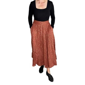 Maxi Falda ANTHROPOLOGIE Kaley Brillante Bolsillos Dorados Rosa Óxido Para Mujer Talla XS - Imagen 1 de 11