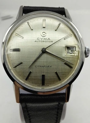 Reloj de día Cyma Autorotor Cymaflex 27 joyas de acero inoxidable para hombre vintage Foto 1 de 4