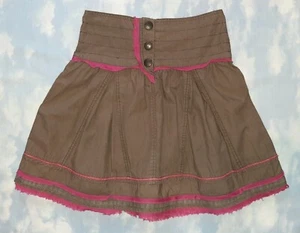 *Gorgeous* CATIMINI/ 5yrs/Height 108cm/ Brown Skirt with pink frayed trim/ VGC - Picture 1 of 10
