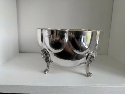 Charles Stuart Harris antique Silver Bowl London 1899 Rococo Style shell shape Cover