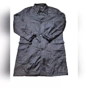 Ermenegildo Zegna Trench Coat Men's Size L Black Nylon Jacket Long Blazer - Picture 1 of 19