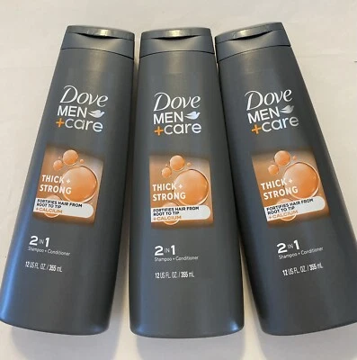 Dove Men+Care 2 in 1 Shampoo + Conditioner, Thick and Strong 12 oz Lot Of 3 - Image 1 of 4