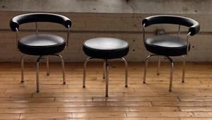 CASSINA | Charlotte Perriand | LC7 Swivel Chairs & LC8 Stool | MSRP $8500 - Picture 1 of 12