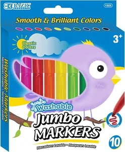 BAZIC 10 Classic Colors Broad Line Jumbo Watercolor Markers,Art Pens & Markers - Picture 1 of 1