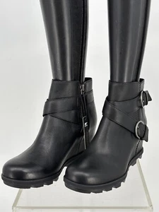Botas Sorel para mujer Joan of Arctic Wedge II con hebilla 10 cuero negro NL3360-010 - Imagen 1 de 6