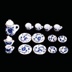 15Pcs 1:12 Dollhouse Miniature Tableware Porcelain Ceramic Tea Cup Set-qi -DB