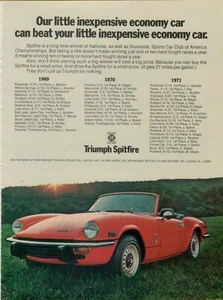 1972 Triumph Spitfire SCCA National Divisional Champion Red Vintage Print Ad - Picture 1 of 1