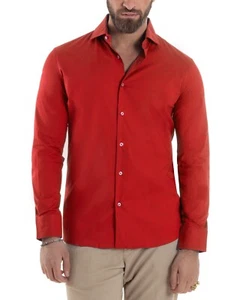 Camicia Uomo Colletto Francese Cotone Basic Sartoriale Slim Fit Vari Colori - Imagen 1 de 75