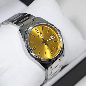 Casio Men's Vintage Yellow Dial Stainless Steel Watch MTP-1302PD-9AVEF - Picture 1 of 9