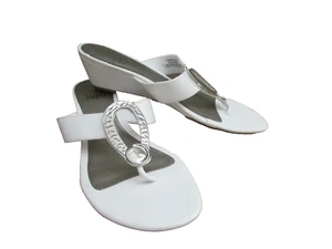 Impo Gailene White Sandals Silver Accent Size 8 M Gallery Heels Summer Shoes - Picture 1 of 9