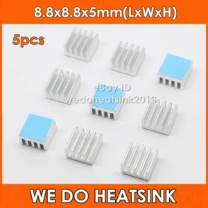 Petit dissipateur thermique en aluminium 5 pièces 8,8*8,8*5 mm cool avec coussin thermique 3M 8810 appliqué - Photo 1/8