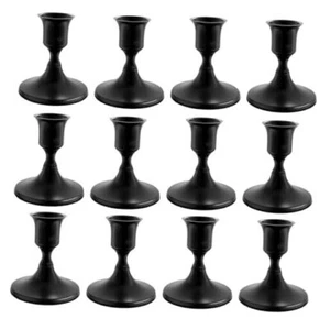 12PCS Taper Candle Holders Set, Vintage Metal Candlestick Set of 12 Black - Picture 1 of 8