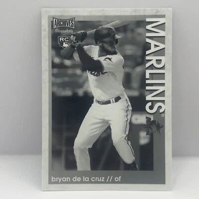 2022 Topps Archives Snapshots Bryan De La Cruz #48 Black White Miami Marlins - Image 1 of 2