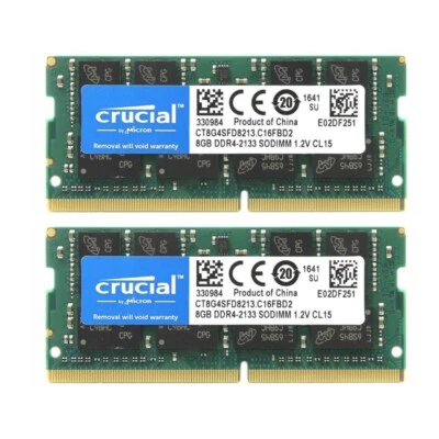 Crucial 16GB 2X8GB DDR4 2133MHz PC4-17000 Laptop SODIMM Memory Ram CT8G4SFD8213 - Image 1 of 4