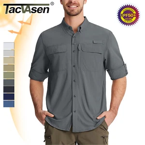 Mens Fishing Shirts Long Sleeve Sun Protection UPF50+ Quick Dry Button Down Tops - Picture 1 of 82