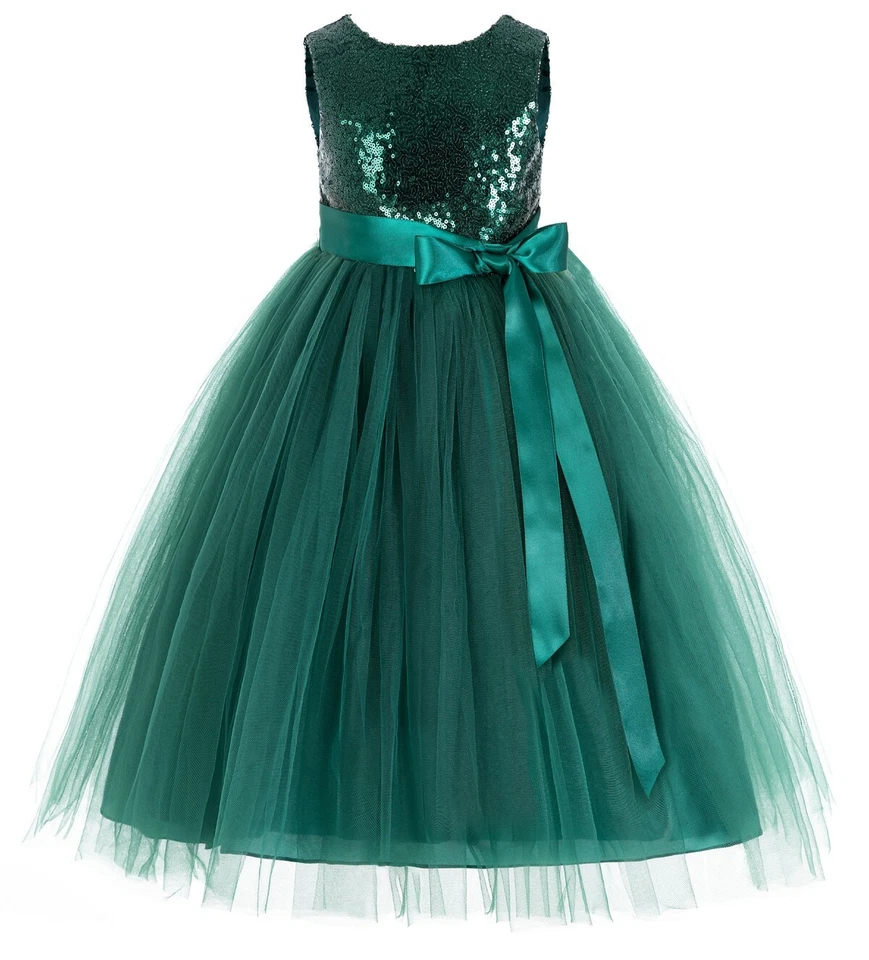 Sequin Heart Cutout Flower Girl Dress Formal Dress Father Daughter Dance Dresses - Image 1 of 1