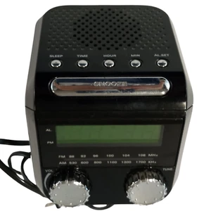 Digital AM/FM Alarm Clock Radio with Snooze, Black, Model T-103BK - Picture 1 of 9