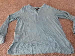 Simply Vera Vera Wang Womens Blouse Large blue pullover v-neck top casual - Picture 1 of 12