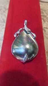 Colgante Destacado Lágrima Diamante Perla Gris Mabe Potenciador Oro Amarillo 14k - Imagen 1 de 5