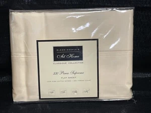 Bloomingdale's AT HOME Classique Collection Size Q Flat Sheet 330TC BUTTERCREAM - Picture 1 of 12