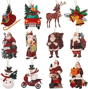 12 Pieces Christmas Hanging Ornaments Santa Christmas Tree Ornaments Decorations - Picture 1 of 11