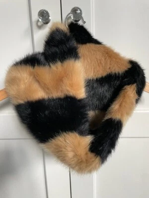 NEW without tags Zara Black & Brown Faux Fur Neck Scarf / Snood / Wrap - Image 1 of 4