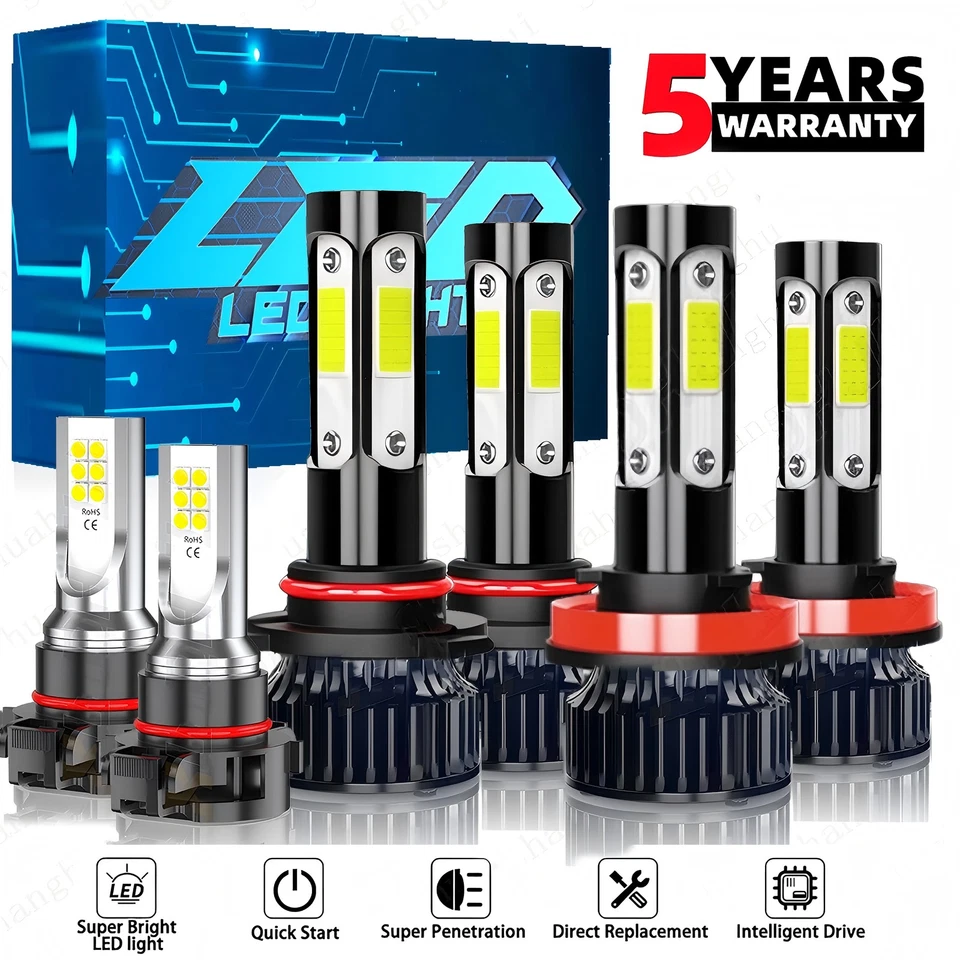 For Chevy Tahoe LTZ Sport Utility 5.3L 2007-14 LED Headlight Fog Light Bulbs Kit - Изображение 1 из 4