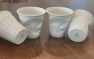 Revol Froisses White Porcelain Crumpled Cappuccino Tumblers 6.25 oz, 4 Pc Set - Image 1 of 4