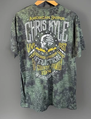 ✨Affliction Chris Kyle Camiseta Francotirador Americano Camiseta Patriótica Camuflada - Grande - Usada en Excelente Condición✨ Foto 1 de 4