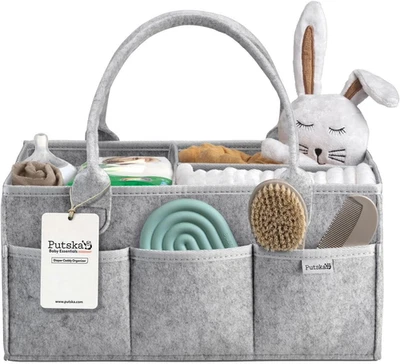 Baby Nappy Caddy Organizer – Nursery Storage Basket, Shower Gift