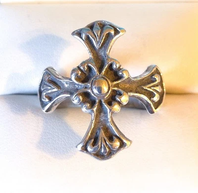 Anillo de motociclista cruzado grande vintage de plata de ley para hombre talla 12 Foto 1 de 4