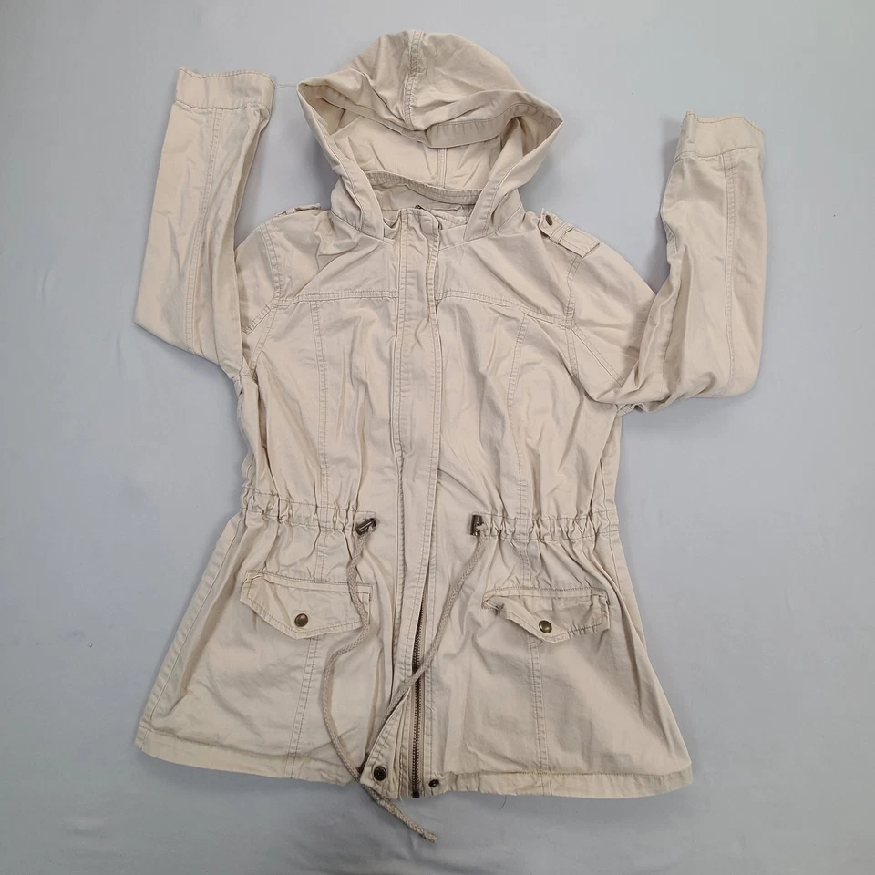Charlotte Russe Jacket Womens Small Beige Hooded Utility Casual Stylish Coat - Image 1 of 4