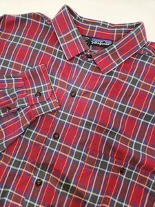 Patagonia Camicia Uomo XL Rossa Manica Lunga Plaid Bottoni Cotone Escursionismo Outdoor - Foto 1 di 6