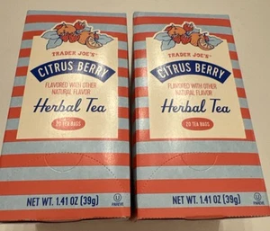2 Pack Trader Joe's Citrus Berry Herbal Tea 20 Bags Per Pack LIMITED Hot/Cold - Picture 1 of 5